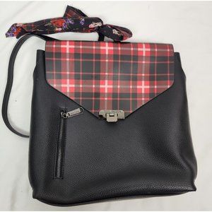 Steve Madden Large Faux Leather Black/Red Black Plaid Back Pack Purse